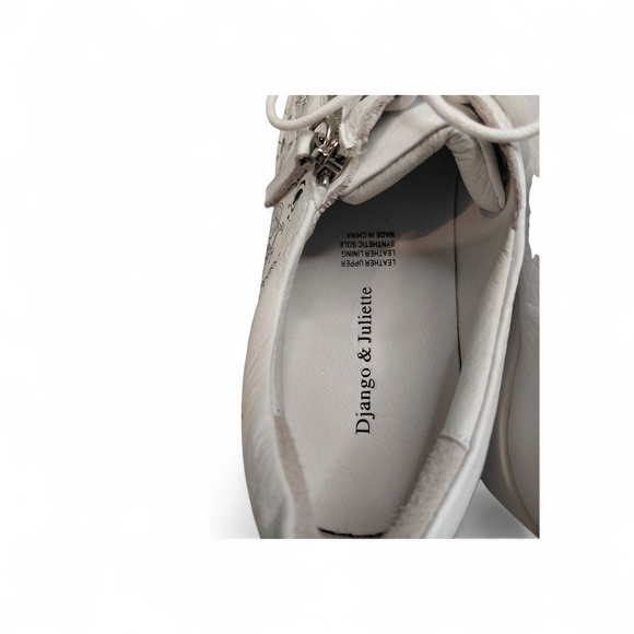 Rare Django & Juliette Wolak White Leather Paris Graphic Platform Sneakers EU 38